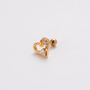 1 Piece Simple Series Simple Heart Titanium Steel   Gold Color Material Zircon Women's Stud Earrings h5 